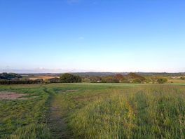 Walking along the country roads via the dirt path from the site