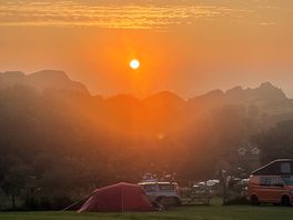 Watching thesunset from our tent