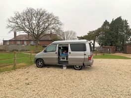Pitch near to pub facilities. off season so quiet and very dog friendly.