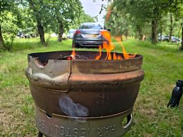 Fire pit going before the sun goes down