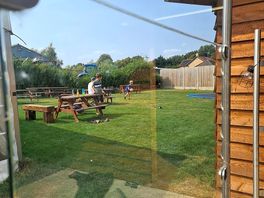 Onsite bar. plenty of room outside for kids to play