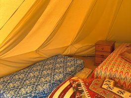 Inside the bell tent