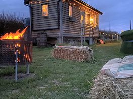 Tiny home at dusk