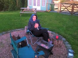 My italian friend is freezing in the english weather. view of the fire pit.