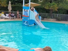 Small outdoor slide and pool for younger children