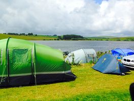 Overlooking the lake from the terraced pitches