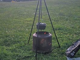 Dinner cooked over fire