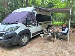 Pitched under the trees