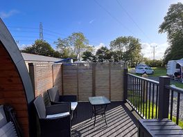 The seating area outside pod #3