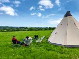 Teepee tent on the non-electric grass tent pitch