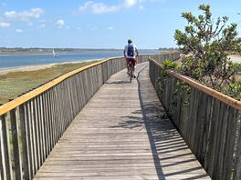 Safe cycling along the lagoon from vagueira to costa nova