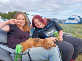 Teenagers and dog