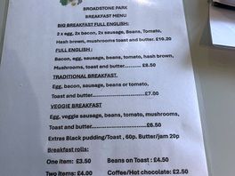 Breakfast menu