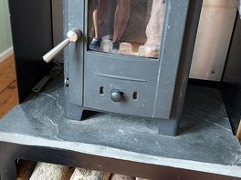 Wood burning fireplace.