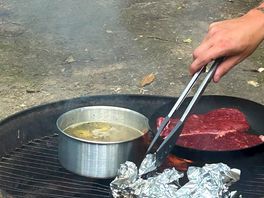 Grill is supplied by jamie logs and fire lighters are brought on site.