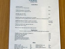 Menu at the pub