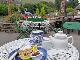 Tea and scone across the road from the campsite