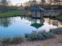 Looking towards the restaurant from the lake walk