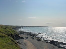 Path along the beach to the left of the site