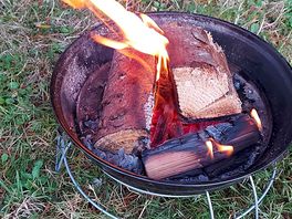 Raised fire pits allowed, wood can be bought at murco petrol station 4 mins drive away.