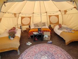 Inside tent