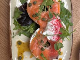 Smoked salmon bagel from the on site cafe.