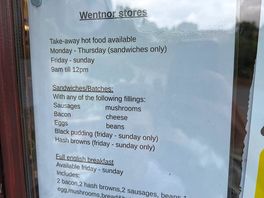 Wentnor stores breakfast menu