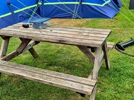 Picnic bench on pitch 👍