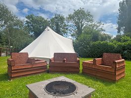 Meerkat bell tent with seating area - cushions inside