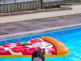Could not get her out of the pool. lots of fun.