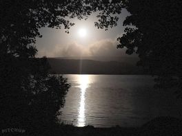 Night sky over loch
