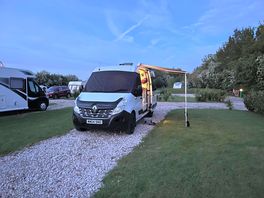 Nice hard stand for the vehicles with grass area to the side