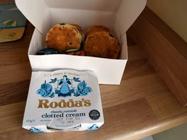 Complimentary scones, jam and cream