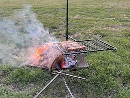 Cooking over the campfire