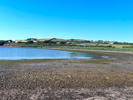 View of the campsite from a nearby beach.