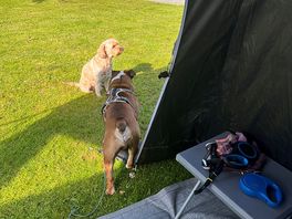 Enjoying outside our caravan