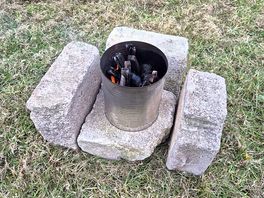 Baked bean tin as fire pit
