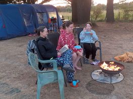 Toasting marshmallows on the fire pit