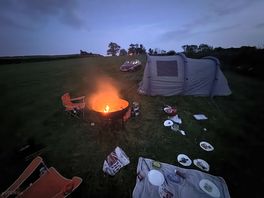 Calm evening with fire pit