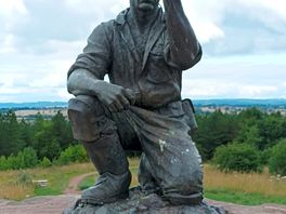 Dedication to miners on highest point in notts. 5 minute walk from campsite