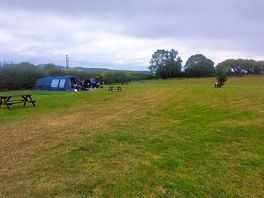 The grass pitch with electric hookup on one side.