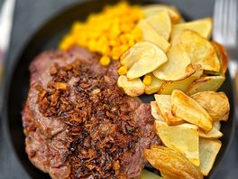 Nice steak cooked campside
