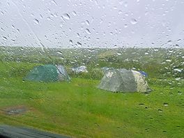 View from our pitch on a sea mist morning
