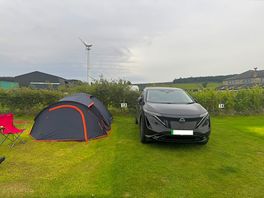 Our little set up before the 54mph winds hit us