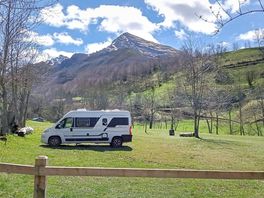 Campervan pitch with mountain views