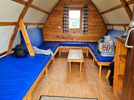 Inside camping pod