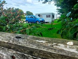 My father's caravan on the plot next to the pod which claire reserved for him