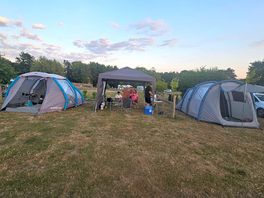 Facilitated our tent pitch next to eachother with room for a gazebo