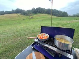 Tea on site with views of neighbouring fields