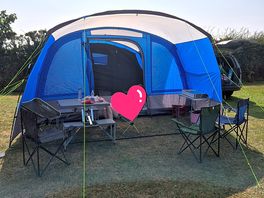 Tent and pitch.